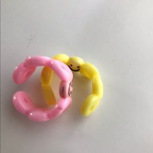 3 pack smiley face rings